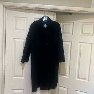 MAX MARA Cucito a Mano Black Wool Long Coat Overcoat Unlined Women US 10 EU 40